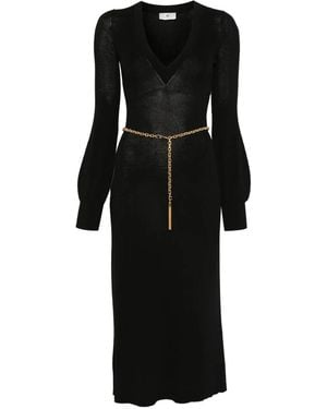 Elisabetta Franchi Knit Dress With Belt - Black