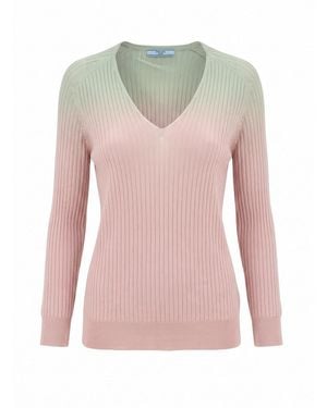 Prada V Neck Tye Dye Sweater - Pink