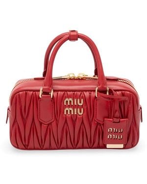 Miu Miu 'Arcadie' Matelassé Nappa Leather Bag - Red