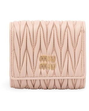 Miu Miu Small Matelassé Nappa Leather Wallet - Pink