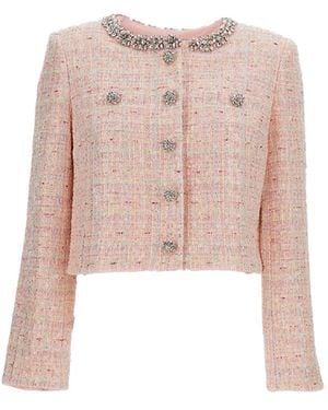 Self-Portrait Sequin Boucle Jacket - Pink