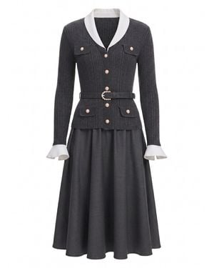 Self-Portrait Knit Midi Dress - Black