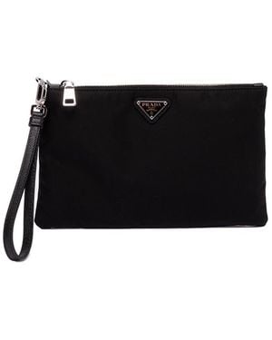 Prada Re-Nylon And Saffiano Leather Pouch - Black