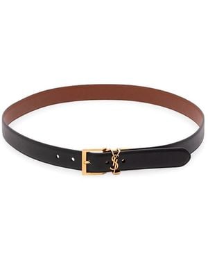 Saint Laurent Cassandre Vadim Reversible Belt - White