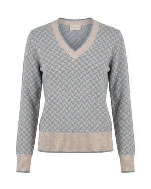 Drumohr Long Sleeve V-Neck Sweater - Gray