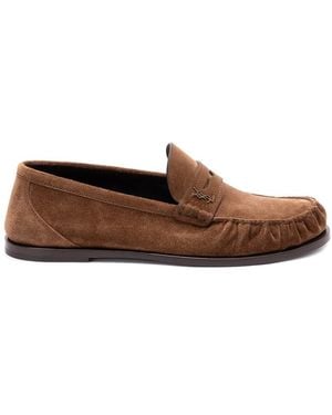 Saint Laurent Laurent Suede Loafers - Brown