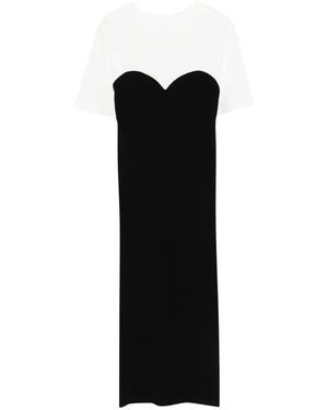 Patrizia Pepe Fitted Ribbed Midi Dress - Black
