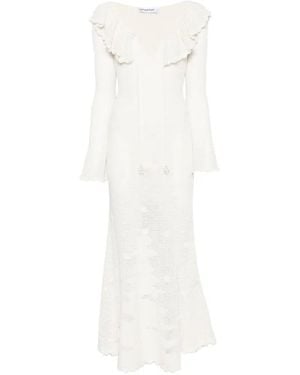 Self-Portrait Floral Crochet Midi Dress - White
