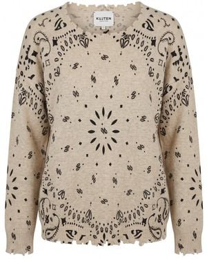 Kujten 'Mela Bandana' Round Neck Jumper - Natural