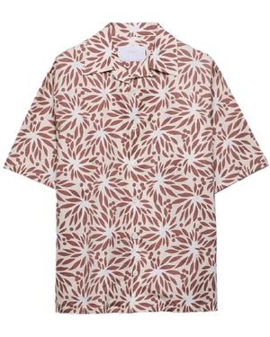 Prada Striped Cotton And Silk 'Bowling' Shirt - Pink
