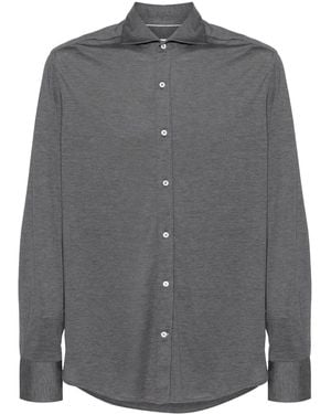 Brunello Cucinelli Silk And Cotton Blend Shirt - Grey