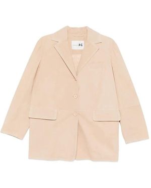 Manzoni 24 Suede Jacket With Stitching - Natural
