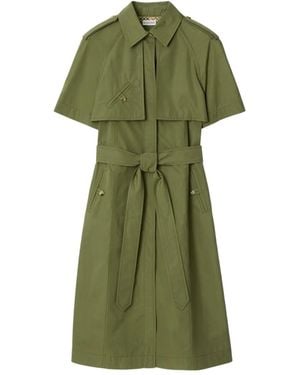 Burberry Cotton Poplin Midi Trench Dress - Green