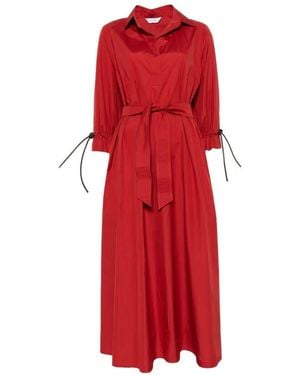 Max Mara "Mirto" Cotton Popeline Midi Dress - Red