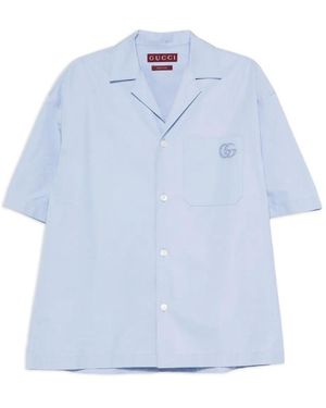 Gucci Cotton Poplin Shirt With Embroidery, Size 44, Ready-To-Wear - Blue