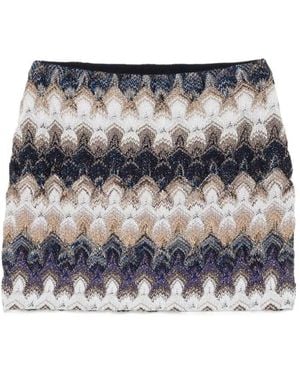 Missoni Zigzag-Knit Metallic Mini Skirt - Gray
