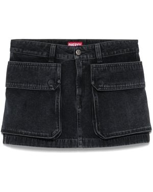 DIESEL `De-Ton` Mini Denim Skirt - Black