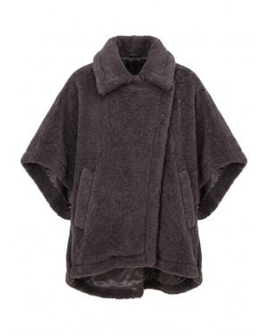 Max Mara Teddy Fabric Cape - Grey
