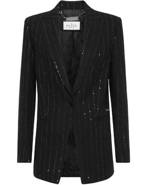 Philipp Plein Crystal-Embellished Blazer - Black