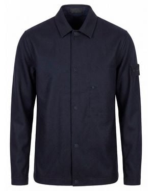 Stone Island Wool Nylon Flannel_S.I. Ghost Shirt - Blue