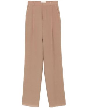 Saint Laurent High-Waisted Silk Crepe Trousers - Natural