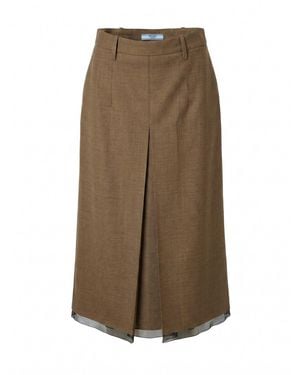 Prada Wool Midi Skirt - Brown