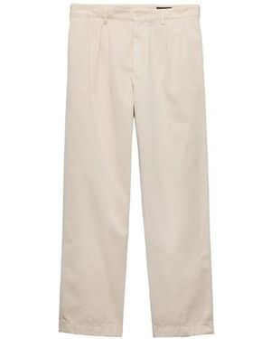 Prada Wide-Leg Cotton Trousers - White