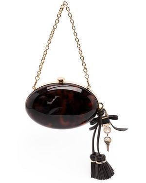 Self-Portrait Resin Oval Clutch - Black