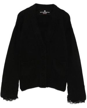 Ermanno Scervino Lace-Trim Cashmere Cardigan - Black