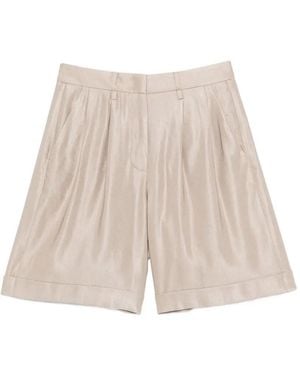 Peserico Cuffed-Hem Pleated Shorts - Natural