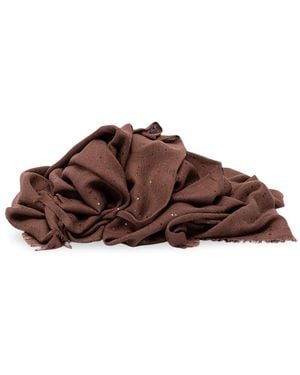 Brunello Cucinelli Cashmere And Silk 'Diamond' Yarn Scarf - Brown
