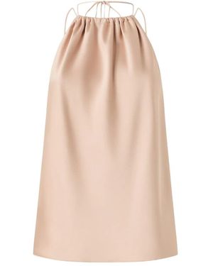 Pinko Carota Gathered-Neckline Sleeveless Blouse - Natural