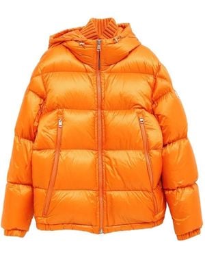 Moncler Quilted Ripstop Down Hooded Jacket - Orange