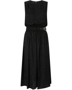 Pinko Midi Belted-Waist Sleeveless Dress - Black