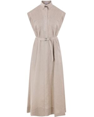 Brunello Cucinelli Linen Shirtdress - Gray