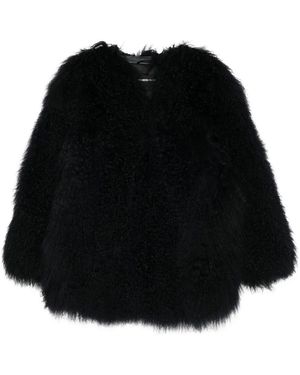 Numerootto 'Mongolia' Midi Coat Without Collar - Black