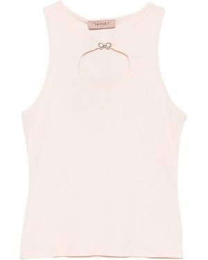 Twinset Ribbed Tank Top With 'Infinity' Logo - Pink