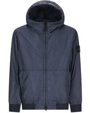 Stone Island Lightweight Jacket With Front Zipper - Blue