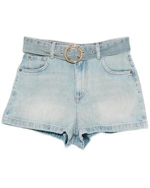 Twinset Denim Shorts With Belt - Blue