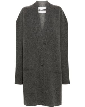 Jil Sander Relaxed Fit Wool Blend Cardigan - Grey
