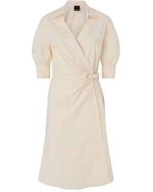Pinko Cream Dress With Waist Tie - Natural