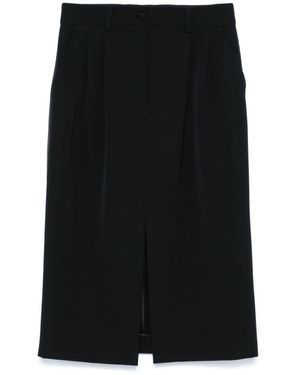 Dolce & Gabbana Pleated Wool-Blend Midi Skirt - Black