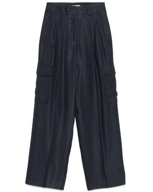 Peserico Wide-Leg Relaxed-Fit Trousers With Cargo Pockets - Blue