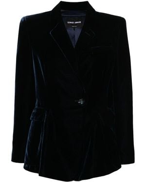 Giorgio Armani Single-Breasted Velvet Blazer - Black