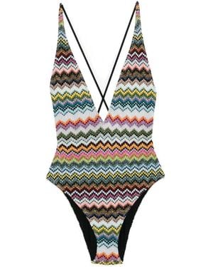 Missoni Maillot De Bain À Motif De Chevrons Et Col V - Black