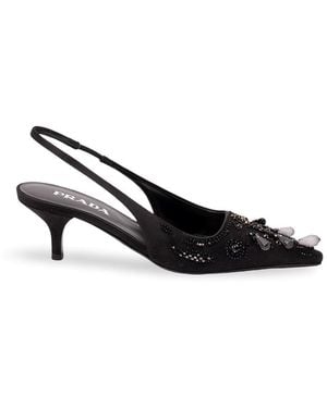 Prada Raso Slingback Pumps - White