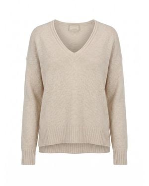 Drumohr V-Neck Jumper - Natural