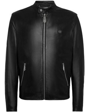 Philipp Plein Leather Jacket - Black