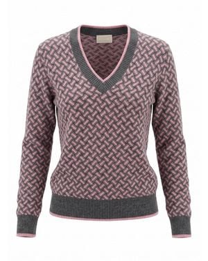 Drumohr Long Sleeve V-Neck Sweater - Purple