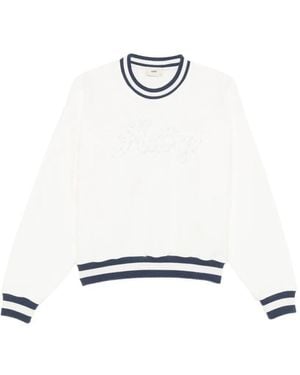 Autry Pearl-Embellished Stripe Sweatshirt - White